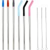 imageIRON FLASK Reusable Straws  6 Stainless Steel or Plastic Straw wBendy Silicone Tips 3 Cleaning Brushes ampamp Travel Case  Drinking Straw for Water BottlesTumblers ampamp ThermosSilver