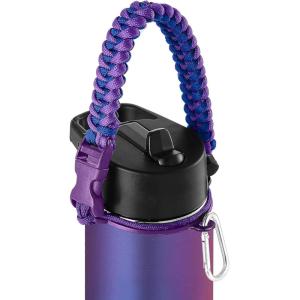 imageIRON FLASK Paracord Handle  Fits Wide Mouth Water Bottles  Durable Carrier Secure Accessories Survival Strap Cord Safety Ring and Carabiner  Seven Core Paracord BraceletAurora