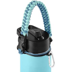 imageIRON FLASK Paracord Handle  Fits Wide Mouth Water Bottles  Durable Carrier Secure Accessories Survival Strap Cord Safety Ring and Carabiner  Seven Core Paracord BraceletWaves