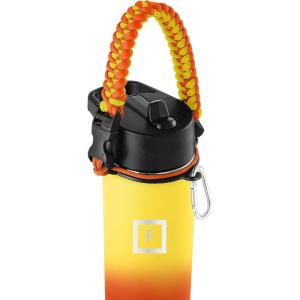 imageIRON FLASK Paracord Handle  Fits Wide Mouth Water Bottles  Durable Carrier Secure Accessories Survival Strap Cord Safety Ring and Carabiner  Seven Core Paracord BraceletFire
