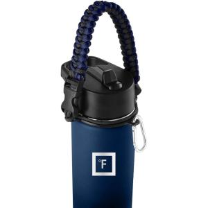 imageIRON FLASK Paracord Handle  Fits Wide Mouth Water Bottles  Durable Carrier Secure Accessories Survival Strap Cord Safety Ring and Carabiner  Seven Core Paracord BraceletTwilight Blue