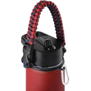 imageIRON FLASK Paracord Handle  Fits Wide Mouth Water Bottles  Durable Carrier Secure Accessories Survival Strap Cord Safety Ring and Carabiner  Seven Core Paracord BraceletDark Rainbow