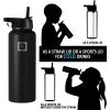 imageIRON FLASK Carabiner Straw Lid for Wide Mouth Insulated Sports Water Bottles Simple BPA Free 2 Lids 4 Straws 2 Cleaning BrushesBlack