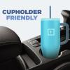 imageIRON FLASK CoPilot Insulated Mug wStraw ampamp Flip Cap Lids  Cup Holder Bottle for Hot Cold Drink  LeakProof  Water Coffee Portable Travel Mug  Dark Pine 40 OzAzure Mist
