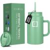 imageIRON FLASK CoPilot Insulated Mug wStraw ampamp Flip Cap Lids  Cup Holder Bottle for Hot Cold Drink  LeakProof  Water Coffee Portable Travel Mug  Dark Pine 40 OzSage