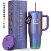 imageIRON FLASK CoPilot Insulated Mug wStraw ampamp Flip Cap Lids  Cup Holder Bottle for Hot Cold Drink  LeakProof  Water Coffee Portable Travel Mug  Dark Pine 40 OzAurora