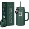 imageIRON FLASK CoPilot Insulated Mug wStraw ampamp Flip Cap Lids  Cup Holder Bottle for Hot Cold Drink  LeakProof  Water Coffee Portable Travel Mug  Dark Pine 40 OzDark Pine