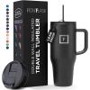 imageIRON FLASK CoPilot Insulated Mug wStraw ampamp Flip Cap Lids  Cup Holder Bottle for Hot Cold Drink  LeakProof  Water Coffee Portable Travel Mug  Dark Pine 40 OzMidnight Black