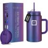 imageIRON FLASK CoPilot Insulated Mug wStraw ampamp Flip Cap Lids  Cup Holder Bottle for Hot Cold Drink  LeakProof  Water Coffee Portable Travel Mug  Dark Pine 40 OzAurora