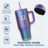 imageIRON FLASK CoPilot Insulated Mug wStraw ampamp Flip Cap Lids  Cup Holder Bottle for Hot Cold Drink  LeakProof  Water Coffee Portable Travel Mug  Dark Pine 40 OzAurora