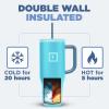 imageIRON FLASK CoPilot Insulated Mug wStraw ampamp Flip Cap Lids  Cup Holder Bottle for Hot Cold Drink  LeakProof  Water Coffee Portable Travel Mug  Dark Pine 40 OzAzure Mist