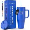 imageIRON FLASK CoPilot Insulated Mug wStraw ampamp Flip Cap Lids  Cup Holder Bottle for Hot Cold Drink  LeakProof  Water Coffee Portable Travel Mug  Dark Pine 40 OzCobalt Blue