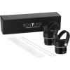 imageIRON FLASK Straw Lid for Narrow Standard Mouth Insulated Sports Water Bottles Standard Mouth BPA Free 2 Lids 4 Straws 2 Cleaning Brushes Midnight BlackMidnight Black