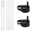 imageIRON FLASK Carabiner Straw Lid for Wide Mouth Insulated Sports Water Bottles Simple BPA Free 2 Lids 4 Straws 2 Cleaning BrushesBlack