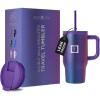 imageIRON FLASK CoPilot Insulated Mug wStraw ampamp Flip Cap Lids  Cup Holder Bottle for Hot Cold Drink  LeakProof  Water Coffee Portable Travel Mug  Dark Pine 40 OzAurora