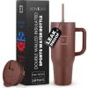 imageIRON FLASK CoPilot Insulated Mug wStraw ampamp Flip Cap Lids  Cup Holder Bottle for Hot Cold Drink  LeakProof  Water Coffee Portable Travel Mug  Dark Pine 40 OzAutumn Cocoa