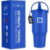 imageIRON FLASK Sidekick Insulated Water Tumbler wStraw ampamp Foldable Handle  Stainless Steel LeakProof Bottle NonSlip Base ampamp Fits Cup Holders for Hot Cold Drinks  Travel Mug  30 Oz Arctic BlueCobalt