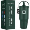 imageIRON FLASK Sidekick Insulated Water Tumbler wStraw ampamp Foldable Handle  Stainless Steel LeakProof Bottle NonSlip Base ampamp Fits Cup Holders for Hot Cold Drinks  Travel Mug  30 Oz Arctic BlueDark Pine