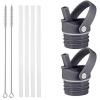 imageIRON FLASK Straw Lid for Narrow Standard Mouth Insulated Sports Water Bottles Standard Mouth BPA Free 2 Lids 4 Straws 2 Cleaning Brushes Midnight BlackGraphite