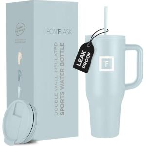 imageIRON FLASK CoPilot Insulated Mug wStraw ampamp Flip Cap Lids  Cup Holder Bottle for Hot Cold Drink  LeakProof  Water Coffee Portable Travel Mug  Dark Pine 40 OzA Morning Mist