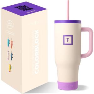 imageIRON FLASK CoPilot Insulated Mug wStraw ampamp Flip Cap Lids  Cup Holder Bottle for Hot Cold Drink  LeakProof  Water Coffee Portable Travel Mug  Dark Pine 40 OzCream  Berries