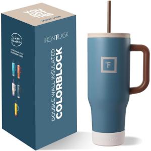 imageIRON FLASK CoPilot Insulated Mug wStraw ampamp Flip Cap Lids  Cup Holder Bottle for Hot Cold Drink  LeakProof  Water Coffee Portable Travel Mug  Dark Pine 40 OzDesert Oasis