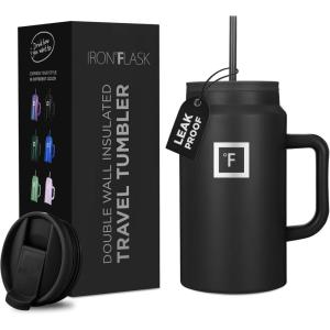 imageIRON FLASK CoPilot Insulated Mug wStraw ampamp Flip Cap Lids  Cup Holder Bottle for Hot Cold Drink  LeakProof  Water Coffee Portable Travel Mug  Dark Pine 40 OzBlack