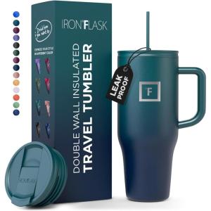 imageIRON FLASK CoPilot Insulated Mug wStraw ampamp Flip Cap Lids  Cup Holder Bottle for Hot Cold Drink  LeakProof  Water Coffee Portable Travel Mug  Dark Pine 40 OzDark Night