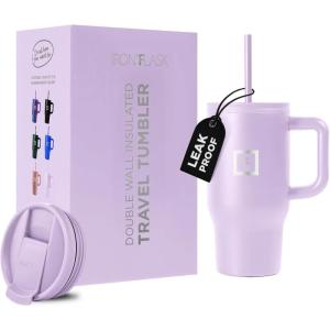 imageIRON FLASK CoPilot Insulated Mug wStraw ampamp Flip Cap Lids  Cup Holder Bottle for Hot Cold Drink  LeakProof  Water Coffee Portable Travel Mug  Dark Pine 40 OzLavender