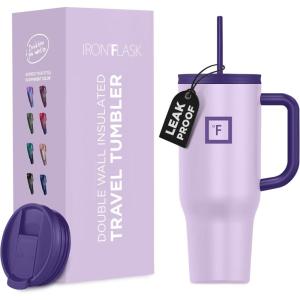 imageIRON FLASK CoPilot Insulated Mug wStraw ampamp Flip Cap Lids  Cup Holder Bottle for Hot Cold Drink  LeakProof  Water Coffee Portable Travel Mug  Dark Pine 40 OzLavender Bliss