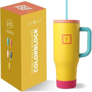 imageIRON FLASK CoPilot Insulated Mug wStraw ampamp Flip Cap Lids  Cup Holder Bottle for Hot Cold Drink  LeakProof  Water Coffee Portable Travel Mug  Dark Pine 40 OzCaribbean Heat