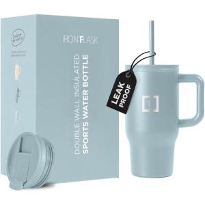 imageIRON FLASK CoPilot Insulated Mug wStraw ampamp Flip Cap Lids  Cup Holder Bottle for Hot Cold Drink  LeakProof  Water Coffee Portable Travel Mug  Dark Pine 40 OzElemental Gray