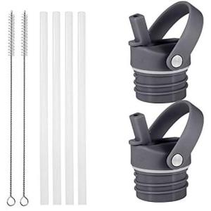 imageIRON FLASK Straw Lid for Narrow Standard Mouth Insulated Sports Water Bottles Standard Mouth BPA Free 2 Lids 4 Straws 2 Cleaning Brushes Midnight BlackGraphite