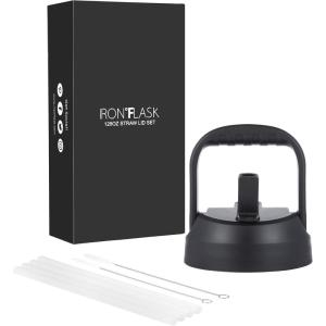 imageIRON FLASK Straw Lid for One Gallon Jug 128 Oz Hydro Insulated Sports Modern Water Bottles Simple BPA Free 4 Straws 2 Cleaning Brushes