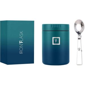 imageIRON FLASK Thermos for Hot Food ampamp Soup  16 Oz Insulated Food Jar with Foldable Spoon  Leak Proof Stainless Steel Storage Canteen Double Walled  16 Oz  Pearl16 Oz  Dark Night
