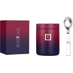 imageIRON FLASK Thermos for Hot Food ampamp Soup  16 Oz Insulated Food Jar with Foldable Spoon  Leak Proof Stainless Steel Storage Canteen Double Walled  16 Oz  Pearl16 Oz  Dark Rainbow