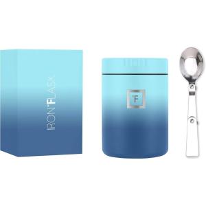 imageIRON FLASK Thermos for Hot Food ampamp Soup  16 Oz Insulated Food Jar with Foldable Spoon  Leak Proof Stainless Steel Storage Canteen Double Walled  16 Oz  Pearl16 Oz  Blue Waves
