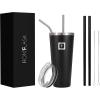 imageIRON FLASK Classic Tumbler 202 Lids Straw Flip Vacuum Insulated Stainless Steel Water Bottle Double Walled Drinking cup Thermos Travel Mug  Aura 32 OzMidnight Black