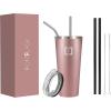 imageIRON FLASK Classic Tumbler 202 Lids Straw Flip Vacuum Insulated Stainless Steel Water Bottle Double Walled Drinking cup Thermos Travel Mug  Aura 32 OzRose Gold