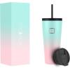 imageIRON FLASK Classic Tumbler 202 Lids Straw Flip Vacuum Insulated Stainless Steel Water Bottle Double Walled Drinking cup Thermos Travel Mug  Aura 32 OzBubble Gum