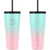 imageIRON FLASK Classic Tumbler 202 Lids Straw Flip Vacuum Insulated Stainless Steel Water Bottle Double Walled Drinking cup Thermos Travel Mug  Aura 32 OzBubble Gum