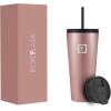 imageIRON FLASK Classic Tumbler 202 Lids Straw Flip Vacuum Insulated Stainless Steel Water Bottle Double Walled Drinking cup Thermos Travel Mug  Aura 32 OzRose Gold