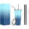 imageIRON FLASK Classic Tumbler 202 Lids Straw Flip Vacuum Insulated Stainless Steel Water Bottle Double Walled Drinking cup Thermos Travel Mug  Aura 32 OzBlue Waves