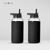 imageIRON FLASK Glass Sports Water Bottle  Straw Lid Airtight Leak Proof Vacuum Insulated Bosilicate Glass Silicone Sleeve Retains Temperature  Midnight Black 32 OzMidnight Black