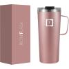 imageIRON FLASK Grip Novelty Coffee Mug  Leak Proof Vacuum Insulated Stainless Steel Bottle Double Walled Thermo Travel Hot Cold Water Metal Canteen  Rose Gold 12 Oz  Classic BottomRose Gold