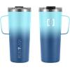 imageIRON FLASK Grip Novelty Coffee Mug  Leak Proof Vacuum Insulated Stainless Steel Bottle Double Walled Thermo Travel Hot Cold Water Metal Canteen  Rose Gold 12 Oz  Classic BottomBlue Waves