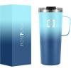 imageIRON FLASK Grip Novelty Coffee Mug  Leak Proof Vacuum Insulated Stainless Steel Bottle Double Walled Thermo Travel Hot Cold Water Metal Canteen  Rose Gold 12 Oz  Classic BottomBlue Waves