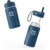 imageIRON FLASK Kids Water Bottle  Straw Lid 20 Name Stickers Vacuum Insulated Stainless Steel Double Walled Tumbler Travel Cup Thermos Mug  Rainbow Hearts 10 OzTwilight Blue
