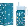 imageIRON FLASK Kids Water Bottle  Straw Lid 20 Name Stickers Vacuum Insulated Stainless Steel Double Walled Tumbler Travel Cup Thermos Mug  Rainbow Hearts 10 OzOcean Amigos