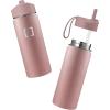 imageIRON FLASK Kids Water Bottle  Straw Lid 20 Name Stickers Vacuum Insulated Stainless Steel Double Walled Tumbler Travel Cup Thermos Mug  Rainbow Hearts 10 OzRose Gold